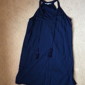 Halter beach coverup dress - navy - L